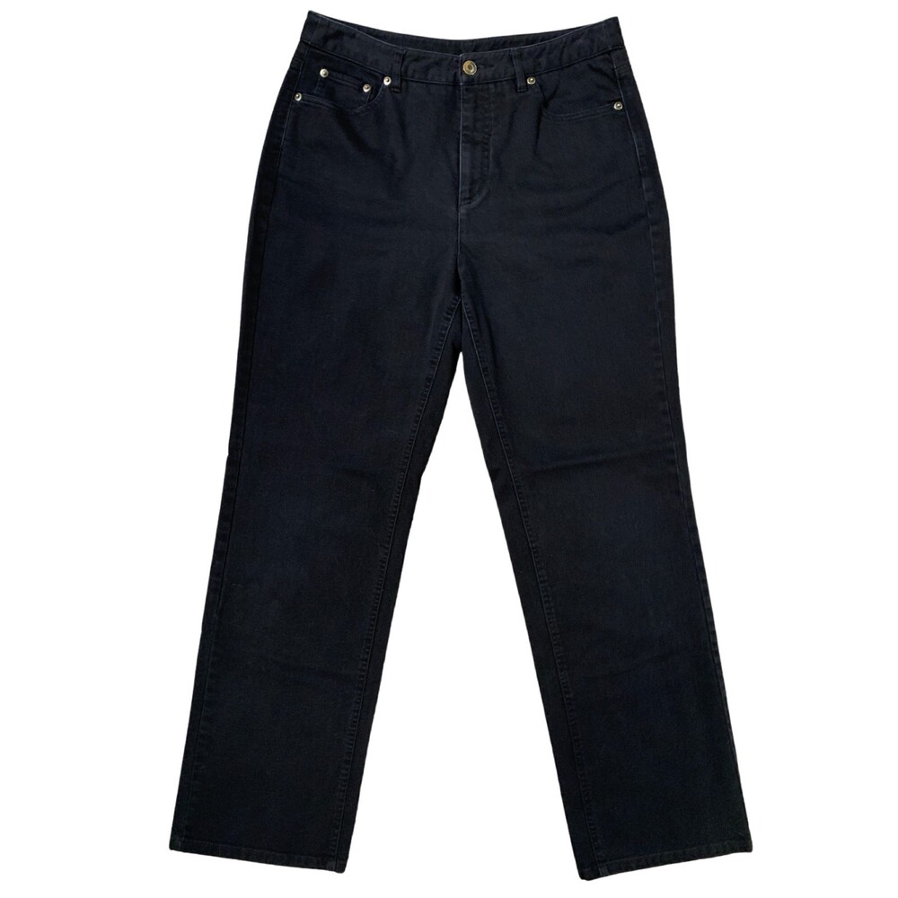 Talbots | Embroidered Black Straight Leg Stretch Vintage Style Jeans Size 8